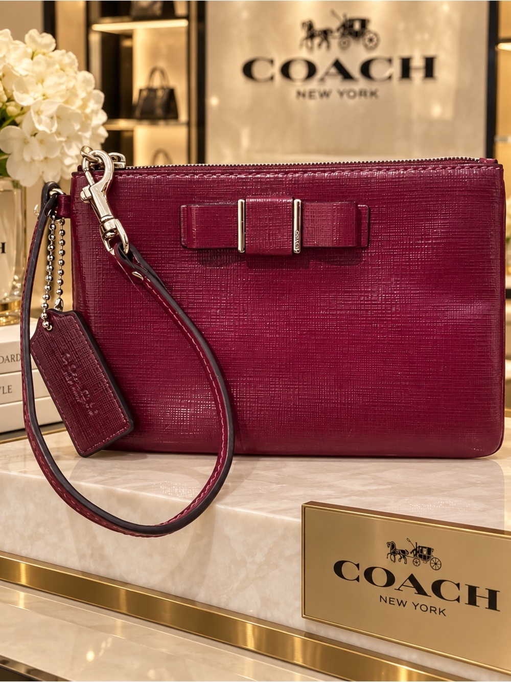Coach Darcy 2014 Leather Wristlet in Burgundy